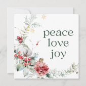ピースラブジョイグリーンスクエアホリデーカード シーズンカード (正面)