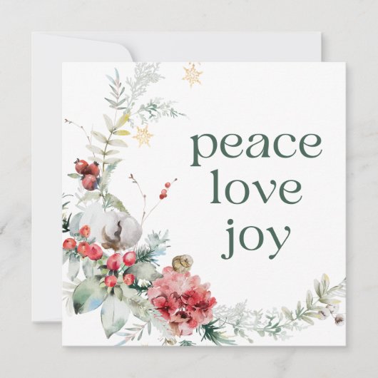 ピースラブジョイグリーンスクエアホリデーカード シーズンカード (正面)