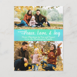 ピースラブジョイグリーン虹色のホリデーフォト ポストカード