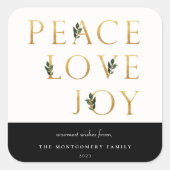 ピースラブジョイゴールデンボタニカルホリデー スクエアシール (正面)