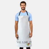 ピースラブジョイタイポグラフィホリークリスマスエプロン エプロン (着用した状態)