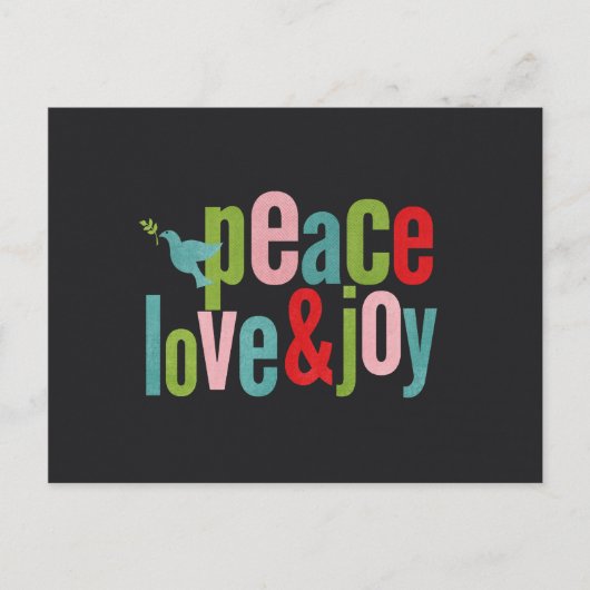 ピースラブジョイチャカラフルルクボードハト シーズンポストカード (正面)