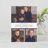 ピースラブジョイネイビータータンチェックプレイドフォトコラージュ シーズンカード (スタンド正面)