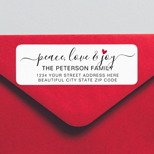 ピースラブジョイハートクリスマス差出人住所 ラベル