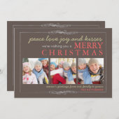 ピースラブジョイファミリーメリークリスマスフォトカード シーズンカード (正面/裏面)