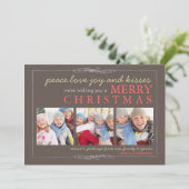 ピースラブジョイファミリーメリークリスマスフォトカード シーズンカード (スタンド正面)