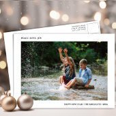 ピースラブジョイブラックモダンタイポグラフィミニマリスト シーズンポストカード