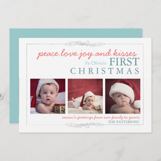 ピースラブジョイベビーズ初めてのクリスマスフォトカード シーズンカード (正面/裏面)