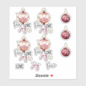 ピースラブジョイホリデーオーナメントとスクリプト シール (シート)