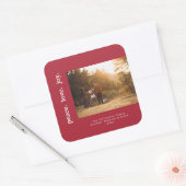 ピースラブジョイホリデークリスマスファミリーフォト スクエアシール (封筒)