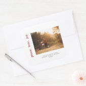 ピースラブジョイホリデークリスマスファミリーフォト スクエアシール (封筒)