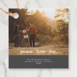 ピースラブジョイホリデークリスマスファミリーフォト フェイバータグ