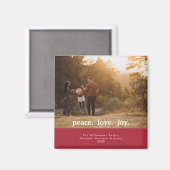 ピースラブジョイホリデークリスマスファミリーフォト マグネット (正面/裏面)