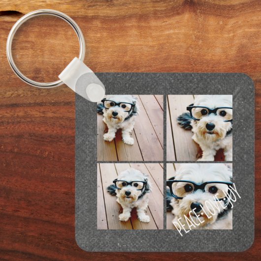 ピースラブジョイホリデーシャルボードフォトコラージュ キーホルダー (正面)