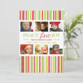 ピースラブジョイホリデーストライプスフォトカードグリーティング シーズンカード (スタンド正面)