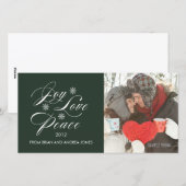 ピースラブジョイホリデーフォトカードグリーン シーズンカード (正面/裏面)