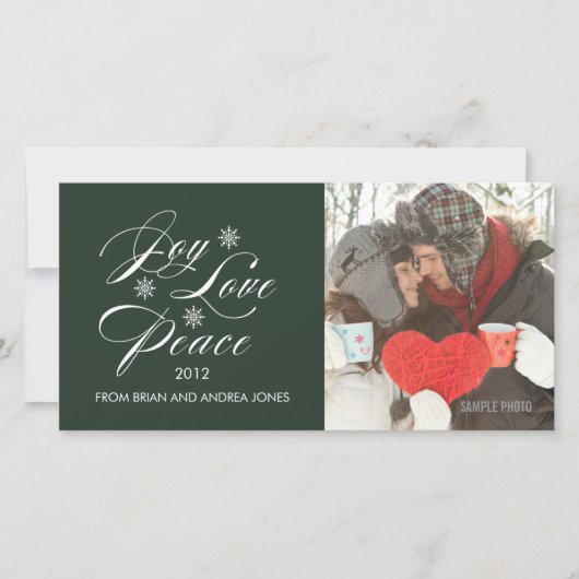 ピースラブジョイホリデーフォトカードグリーン シーズンカード (正面)