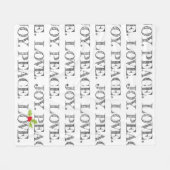 ピースラブジョイホリークリスマスタイポグラフィフェスティバル フリースブランケット (正面(横))