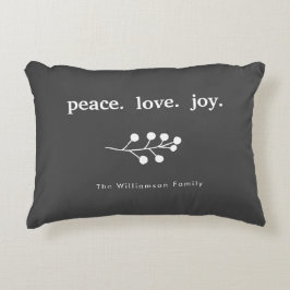 ピースラブジョイホリーベリーホリデークリスマス アクセントクッション