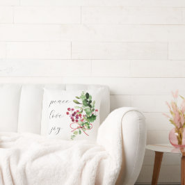 ピースラブジョイホリーベリーレッド クッション