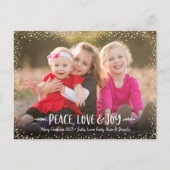 ピースラブジョイモダンシックタイポグラフィカスタム写真 シーズンポストカード (正面)