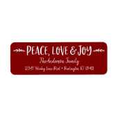 ピースラブジョイモダンタイポグラフィネームブルゴーンディーレッド ラベル (正面)