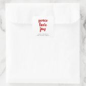 ピースラブジョイモダンレッドフォント休日 スクエアシール (バッグ)