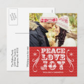 ピースラブジョイレッドシェブロンホリデーハガキ シーズンポストカード (正面/裏面)