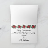 ピースラブジョイレッドポイントセティアグリーンクリスマス シーズンカード (内部)