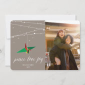 ピースラブジョイ折り紙紙クレーンモダン写真 シーズンカード (正面)