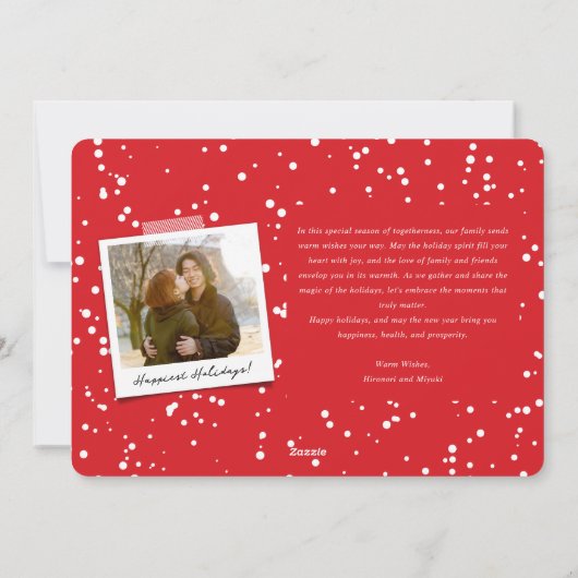 ピースラブジョイ折り紙紙クレーンモダン写真 シーズンカード (裏面)