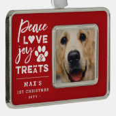 ピースラブジョイ犬の恋人フォトペおもしろいット シルバープレートフレームオーナメント (右)