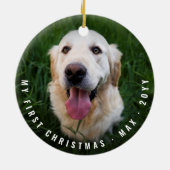 ピースラブジョイ犬の恋人フォトペおもしろいット セラミックオーナメント (裏面)