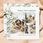 ピースラブジョイ葉ベリーズ写真ホリデーカード シーズンカード<br><div class="desc">写真モダンクリスマスのホリデーカードは、写真と植物性の果実ととの平和、愛と喜びのあいさつ葉を特徴。</div>