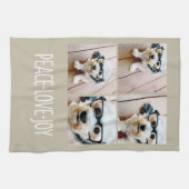 ピースラブジョイTAUPEホリデーフォトコラージュ キッチンタオル (横)