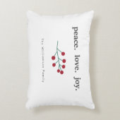 ピースラブジョーホリーベリーホリデークリスマスレッド アクセントクッション (正面(垂直))