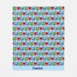 ピースラブスイミングカスタムスイムチーム フリースブランケット