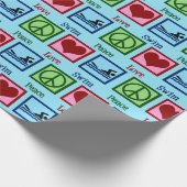 ピースラブスイミングキュート泳ぐ人誕生日 ラッピングペーパー (角)