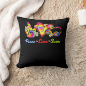 ピースラブスイムゴーグル絞り染め泳ぐ人スイミングW クッション (ブランケット)