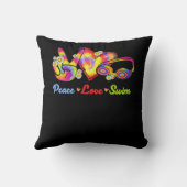 ピースラブスイムゴーグル絞り染め泳ぐ人スイミングW クッション (裏面)