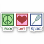 ピースラブスカッシュプレーヤーラケットスポーツ シール (正面)