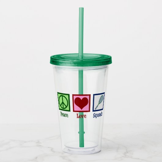 ピースラブスカッシュラケットスポーツ アクリルタンブラー (正面)