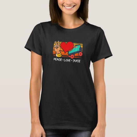 ピースラブスケートローラースケート Tシャツ (正面)