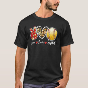 ピースラブソフトボールヒョウハートゲームデイ応援 Tシャツ