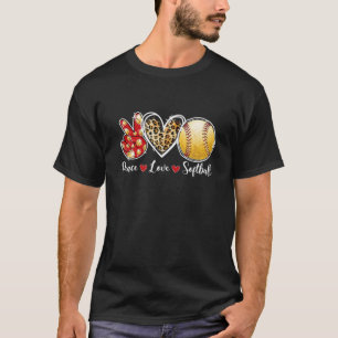 ピースラブソフトボール恋人レオパードハートゲームデイC Tシャツ