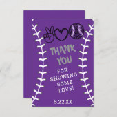 ピースラブソフトボール誕生日 サンキューカード (正面/裏面)