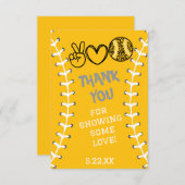 ピースラブソフトボール誕生日 サンキューカード (正面/裏面)