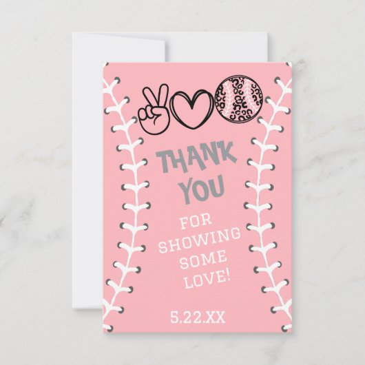 ピースラブソフトボール誕生日 サンキューカード (正面)