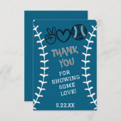 ピースラブソフトボール誕生日 サンキューカード (正面/裏面)