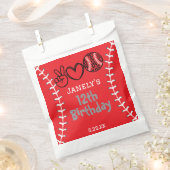 ピースラブソフトボール誕生日 フェイバーバッグ (クリップ留めされた状態)